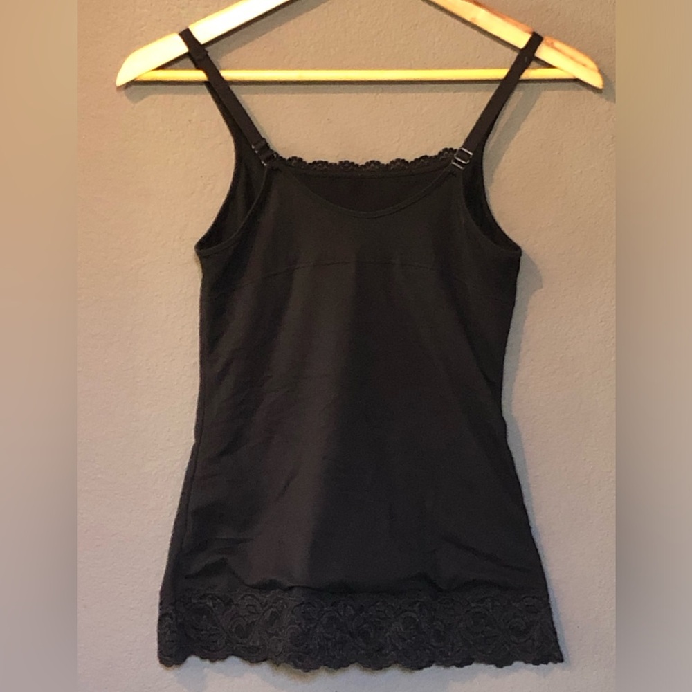 Lace bottom Black Straps Tank Top.